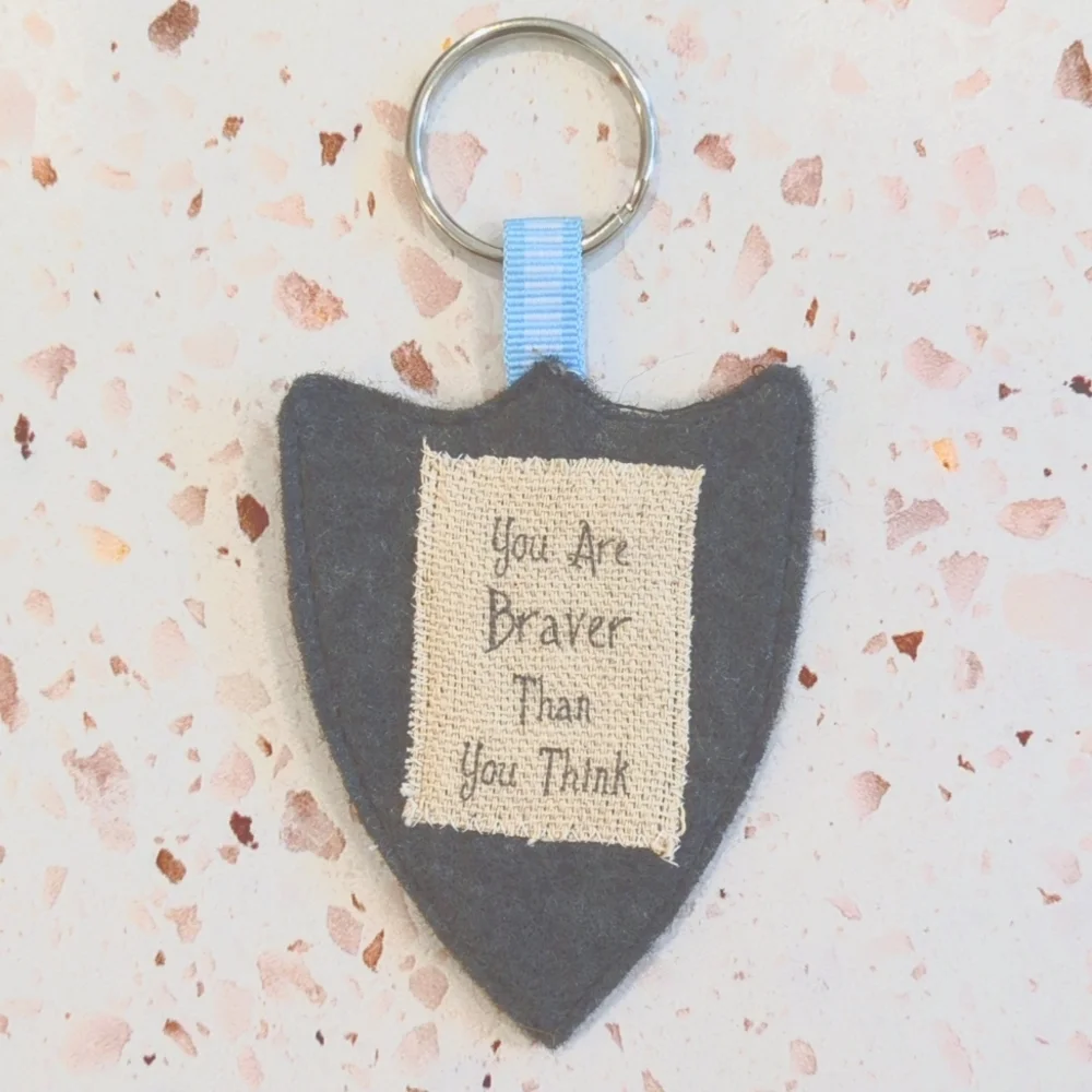 Bravery Shield with Arrows Key Ring Handcrafted Felt Embroidered Ribbon | New #1